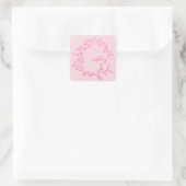 Heet Roze Moderne Script Meisjesachtige Monogramna Vierkante Sticker (Tas)