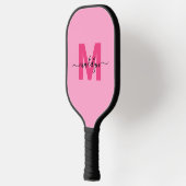 Heet Roze Moderne Script Naam Meisjesachtig Monogr Pickleball Paddle (Links)