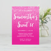 Heet roze moderne verloopfoto Sweet 16 Kaart (Staand voorkant)