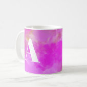 Heet roze moderne waterverf meisjesachtig monogram koffiemok (Voorkant links)