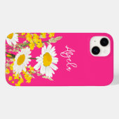 Heet Roze Moderne Wildbloemen Custom Monogram Case-Mate iPhone Case (Achterkant (horizontaal))