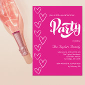Heet Roze Moderne Witte Harten Valentijnsdag Party Kaart