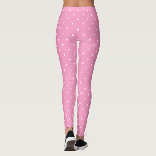 Heet Roze Modish White Circles Stippen Elegant Tre Leggings (Achterkant)