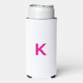 Heet roze monogram bruiloft bruidsshower trouwcade seltzer blikjeskoeler (Seltzer Achterkant)