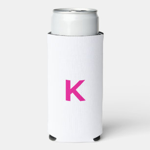 Heet roze monogram bruiloft bruidsshower trouwcade seltzer blikjeskoeler