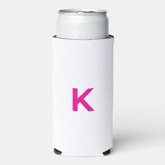Heet roze monogram bruiloft bruidsshower trouwcade seltzer blikjeskoeler (Seltzer Voorkant)