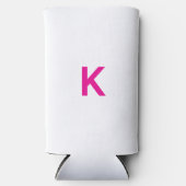 Heet roze monogram bruiloft bruidsshower trouwcade seltzer blikjeskoeler (Voorkant)