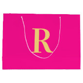Heet Roze Monogram Eenvoudig Modern Groot Cadeauzakje (Achterkant)