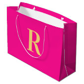 Heet Roze Monogram Eenvoudig Modern Groot Cadeauzakje (Achterkant Gekanteld)