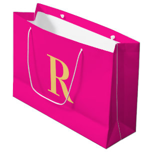 Heet Roze Monogram Eenvoudig Modern Groot Cadeauzakje