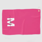 Heet Roze Monogram Golfhanddoek (Horizontaal)