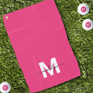 Heet Roze Monogram Golfhanddoek