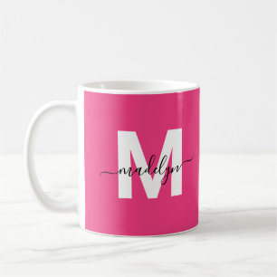 Heet Roze Monogram Koffiemok