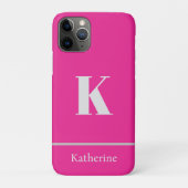 Heet Roze Monogram Naam Case-Mate iPhone Case (Achterkant)