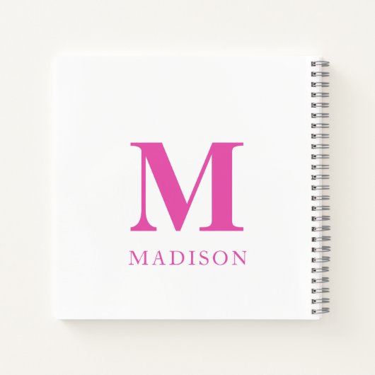 Heet Roze Monogram Naam Notitieboek (Achterkant)