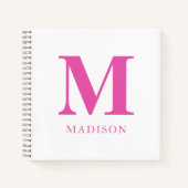 Heet Roze Monogram Naam Notitieboek (Voorkant)