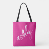 Heet Roze Monogram Naam Tote Bag (Achterkant)