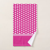 Heet Roze Monogram Polka Dot Spotty Bad Handdoek (Handdoek)
