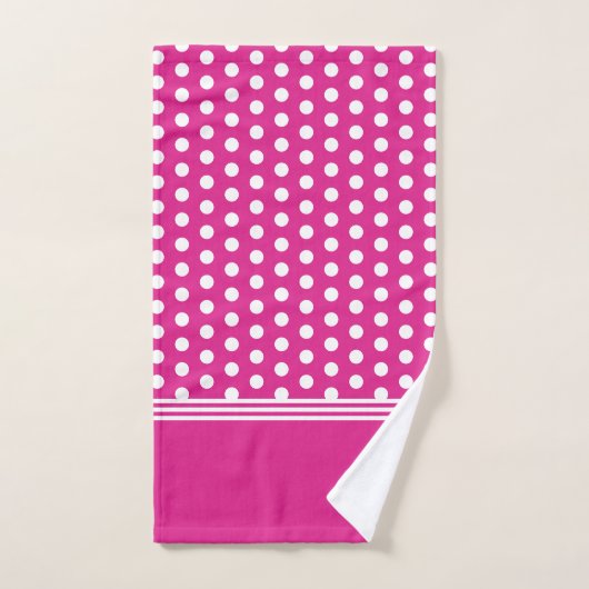 Heet Roze Monogram Polka Dot Spotty Bad Handdoek (Handdoek)