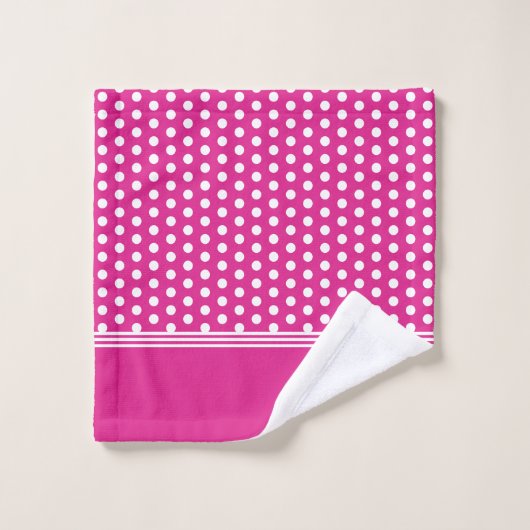 Heet Roze Monogram Polka Dot Spotty Bad Handdoek (Wasdoekje)