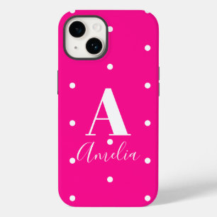Heet Roze Monogram Polka Dots Case-Mate iPhone 14 Hoesje