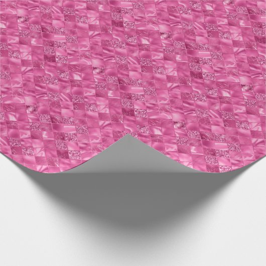 Heet Roze Multi-Textuur Vierkant Weefselpatroon Cadeaupapier (Hoek)