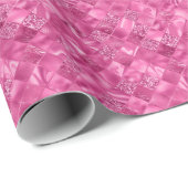Heet Roze Multi-Textuur Vierkant Weefselpatroon Cadeaupapier (Rol Hoek)
