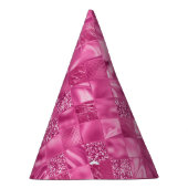 Heet Roze Multi-Textuur Vierkant Weefselpatroon Feesthoedjes (Rechts)