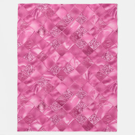 Heet Roze Multi-Textuur Vierkant Weefselpatroon Fleece Deken