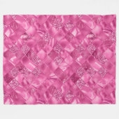 Heet Roze Multi-Textuur Vierkant Weefselpatroon Fleece Deken (Voorkant (Horizontaal))