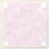 Heet Roze Multi-Textuur Vierkant Weefselpatroon Glazen Onderzetter (Achterkant)