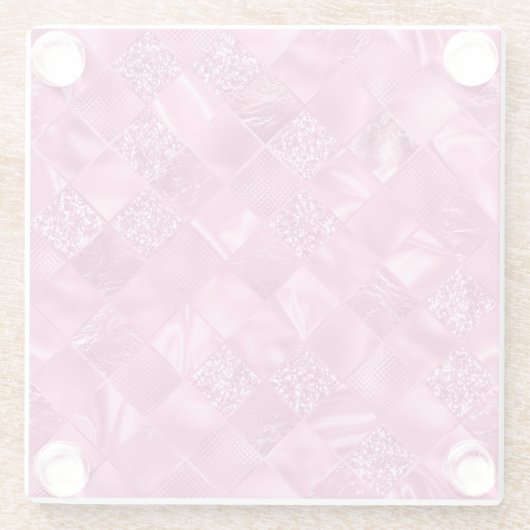 Heet Roze Multi-Textuur Vierkant Weefselpatroon Glazen Onderzetter (Achterkant)