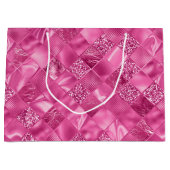 Heet Roze Multi-Textuur Vierkant Weefselpatroon Groot Cadeauzakje (Voorkant)