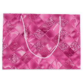 Heet Roze Multi-Textuur Vierkant Weefselpatroon Groot Cadeauzakje (Achterkant)