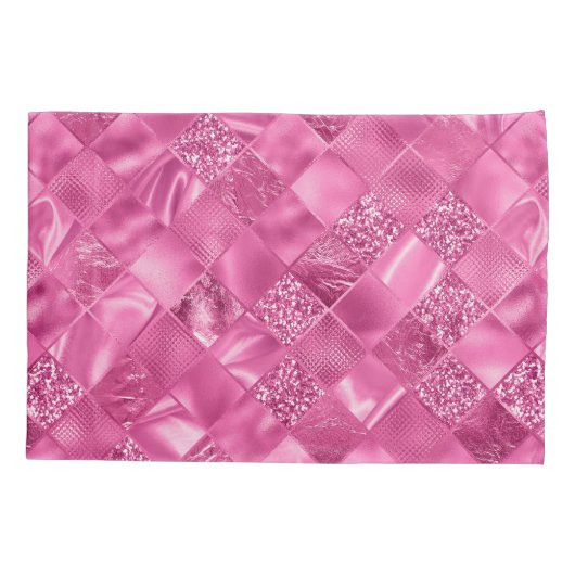 Heet Roze Multi-Textuur Vierkant Weefselpatroon Kussensloop (Achterkant)