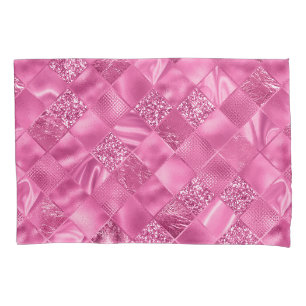 Heet Roze Multi-Textuur Vierkant Weefselpatroon Kussensloop