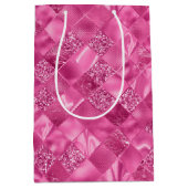Heet Roze Multi-Textuur Vierkant Weefselpatroon Medium Cadeauzakje (Voorkant)