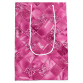 Heet Roze Multi-Textuur Vierkant Weefselpatroon Medium Cadeauzakje (Achterkant)