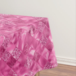 Heet Roze Multi-Textuur Vierkant Weefselpatroon Tafelkleed