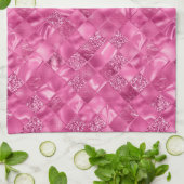 Heet Roze Multi-Textuur Vierkant Weefselpatroon Theedoek (Gevouwen)