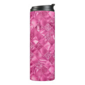 Heet Roze Multi-Textuur Vierkant Weefselpatroon Thermosbeker (Gedraaid links)