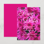 Heet Roze Mums Bloemen Foto Save the Date Kaart (Voorkant / Achterkant)