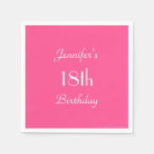Heet Roze, Naam, 18e Verjaardagsfeestdocument Servetten (Voorkant)