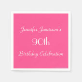 Heet Roze, Naam, 90ste Verjaardagspartij Eenvoudig Servetten (Voorkant)