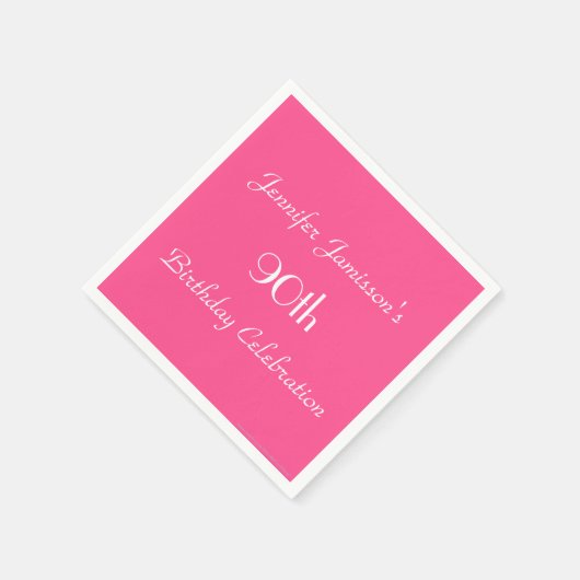 Heet Roze, Naam, 90ste Verjaardagspartij Eenvoudig Servetten (Hoek)