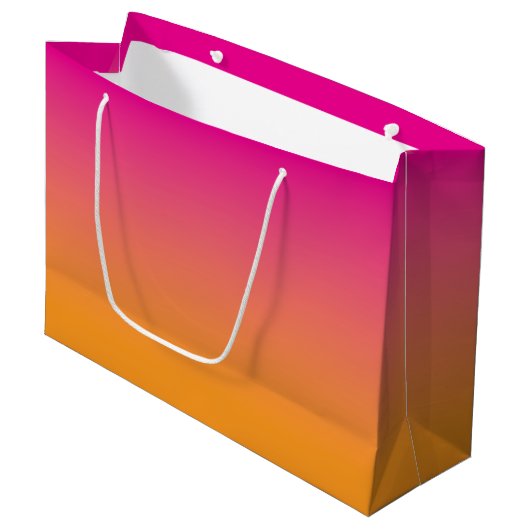 Heet roze naar oranje ombre groot cadeauzakje (Voorkant Gekanteld)