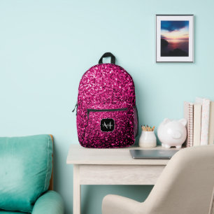 Heet roze nama glitter vonken Monogram Bedrukte Rugzak