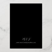 Heet Roze & Navy Blauw Bloemen Bruiloft 3 Zwart Folie Uitnodiging (Achterkant)