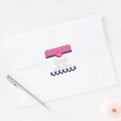 Heet Roze & Navy Chevron Zigzag Polka Dots Monogra Vierkante Sticker (Envelop)
