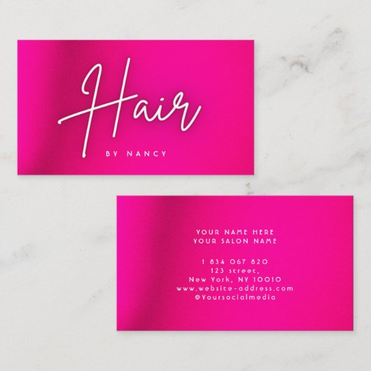 Heet Roze Neon Haar Visitekaartje (Voorkant / Achterkant)